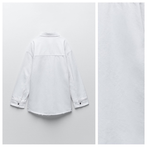 NWT. Zara White Denim Oversize Collared Shirt. Size XL. - Picture 9 of 11
